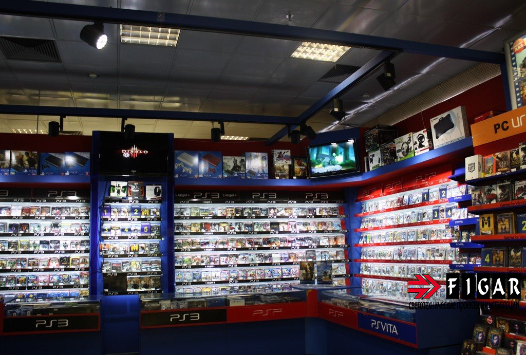 Освещение магазина видеоигр и приставок Game Park